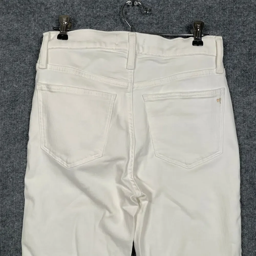 New Madewell Womens W26 Stovepipe Jeans White High Rise Ankle Length‎ Pockets